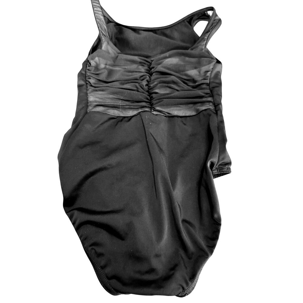 Balera Black Ruched Mesh Overlay Dance Leotard Girls MC Medium Child